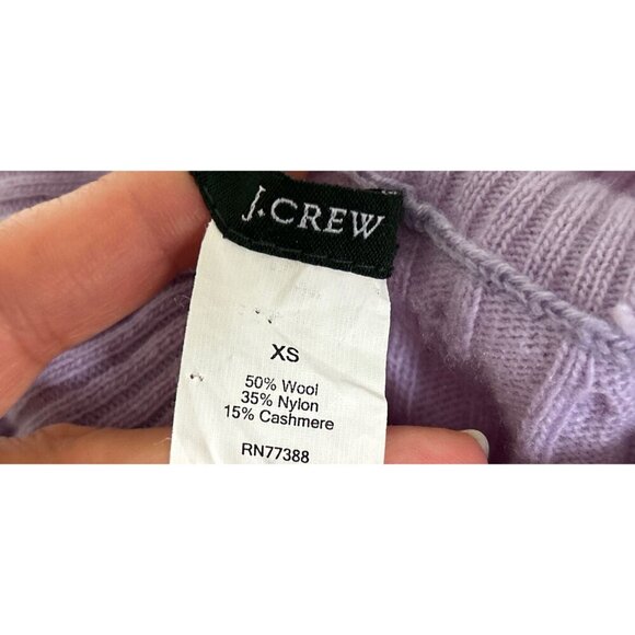 J.Crew XS Cable Knit Lavender Turtleneck Sweater Wool Cashmere Fitted Top - Picture 5 of 6